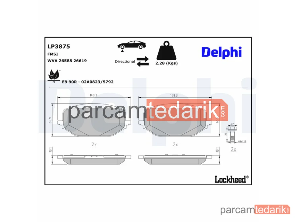 DELPHI LP3875 | Fren Balatası — Citroën Berlingo, Citroën Berlingo Kasa/büyük limuzin, Citroën C4 GRAND Picasso II