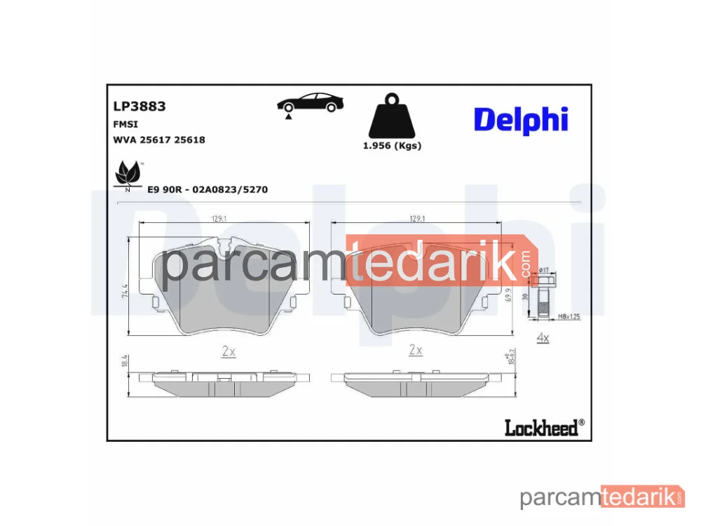 DELPHI LP3883 | Fren Balatası — Ön BMW 2 Active Tourer (U06) X1 (U11) X2 (U10)