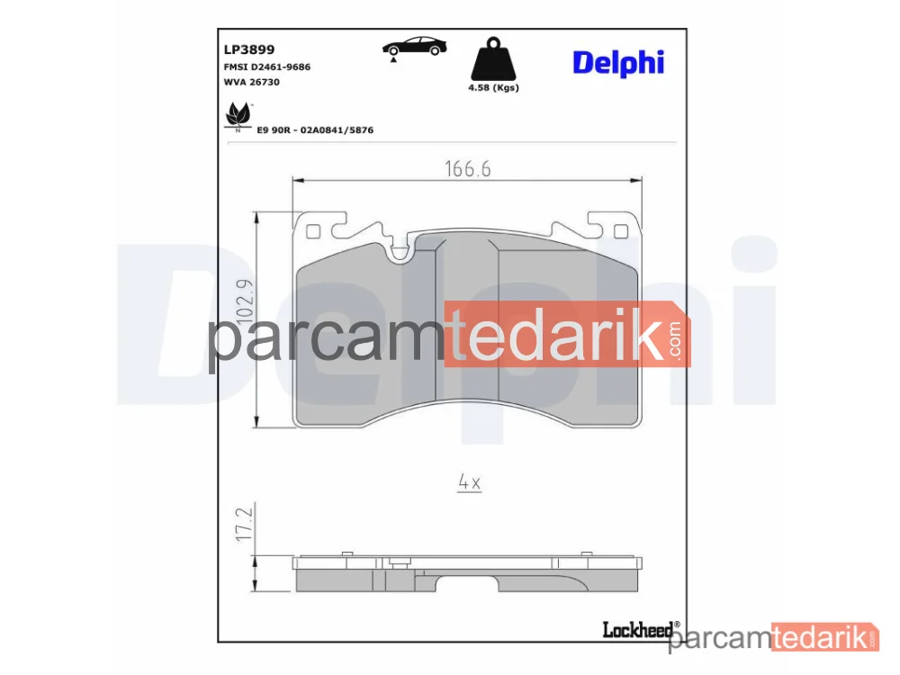 DELPHI LP3899 | Fren Balatası — Land Rover Range Rover IV, Land Rover Range Rover SPORT II