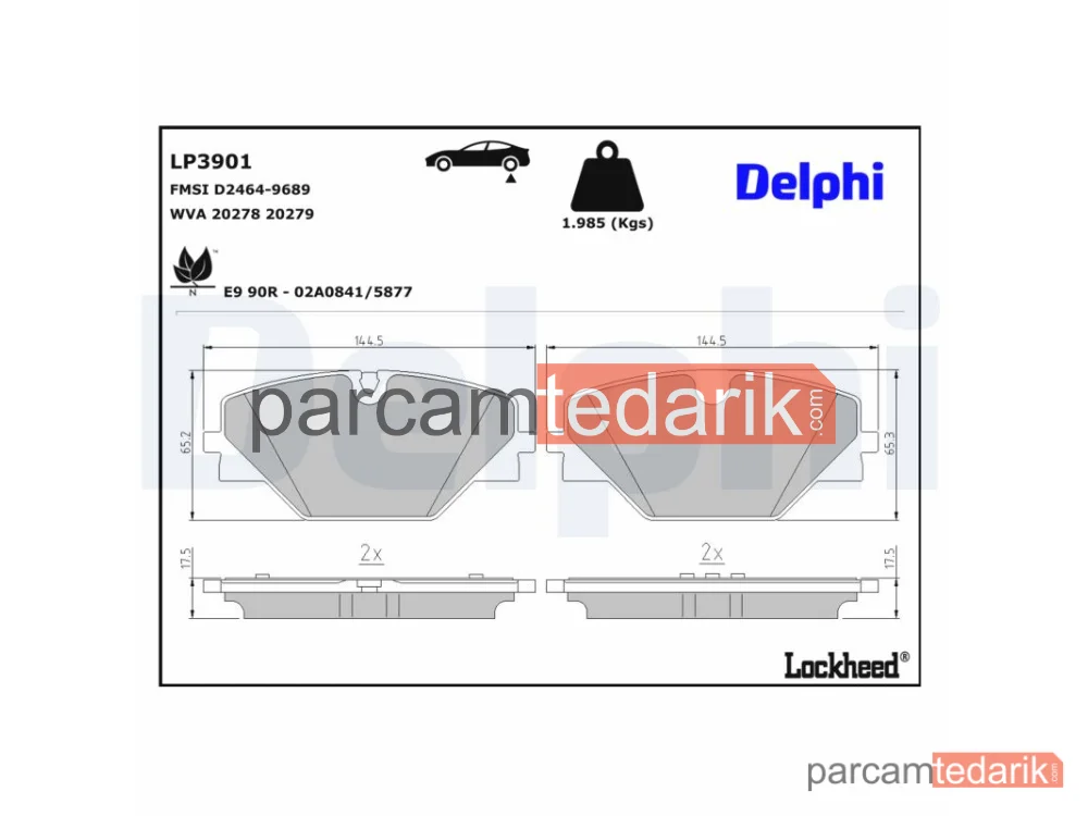 DELPHI LP3901 | Fren Balatası — Land Rover Range Rover IV, Land Rover Range Rover SPORT II