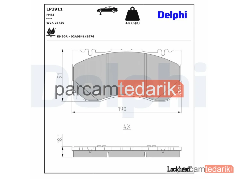 DELPHI LP3911 | Fren Balatası — Mercedes-Benz SL
