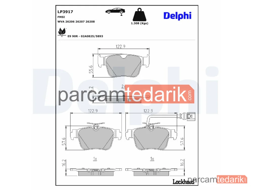 DELPHI LP3917 | Fren Balatası — Audi A3 Limousine, Audi A3 Sportback