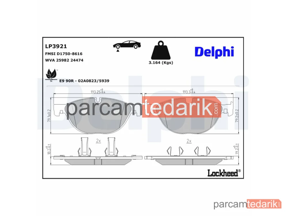 DELPHI LP3921 | Fren Balatası — Jaguar F-TYPE Cabrio, Jaguar F-TYPE Coupe
