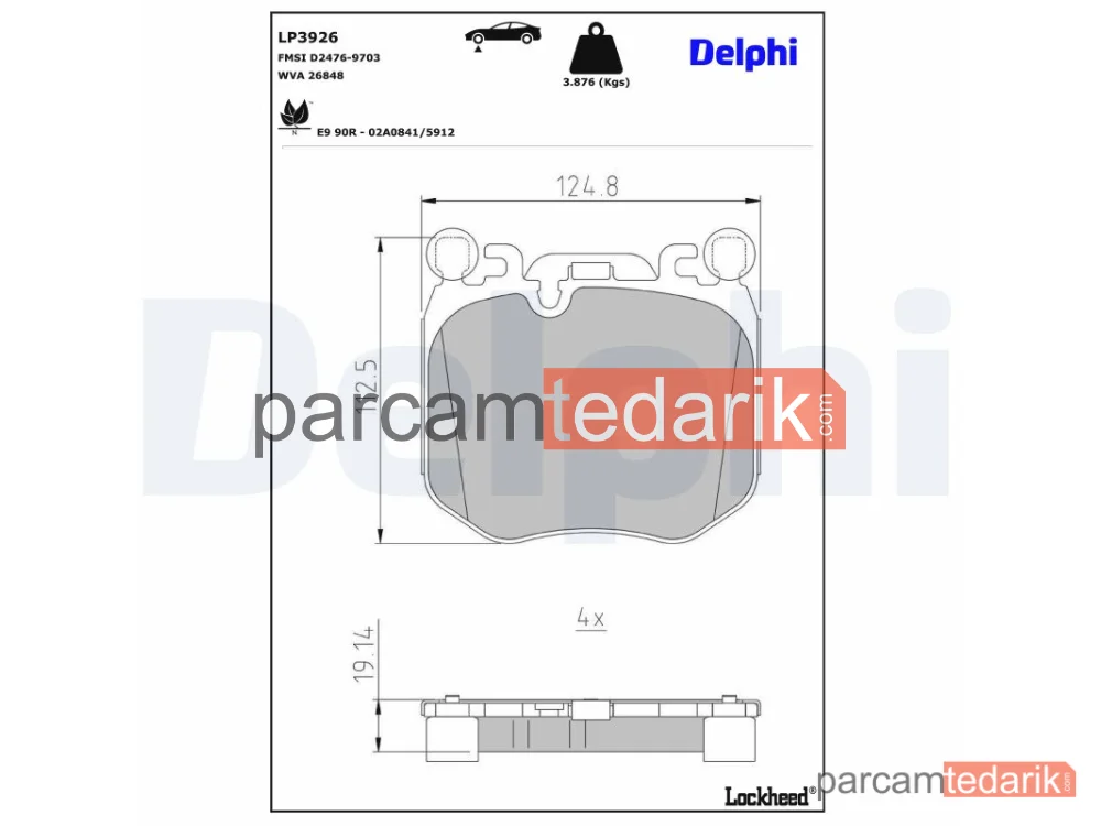 DELPHI LP3926 | Fren Balatası — Ön BMW 540D XDRİVE,540D XDRİVE Touri