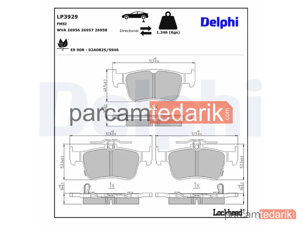 LP3929 | Fren Balatası — Arka Honda Civic