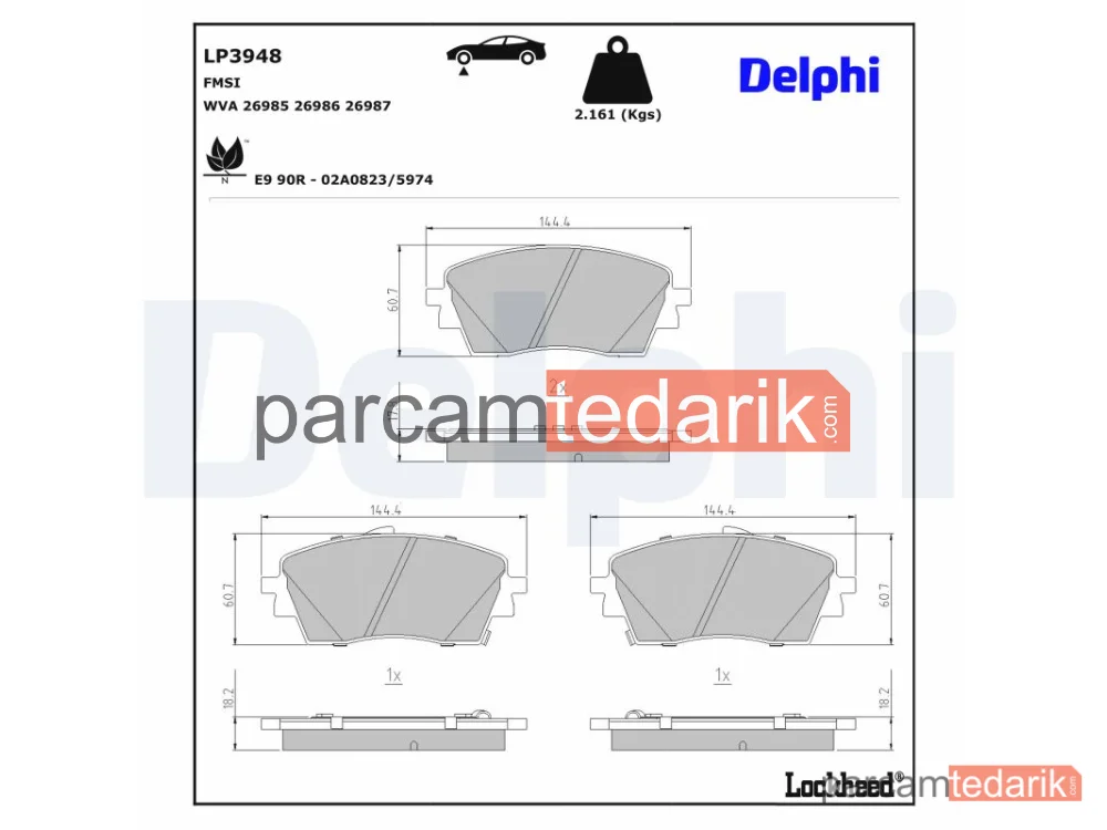DELPHI LP3948 | Fren Balatası — Hyundai KONA