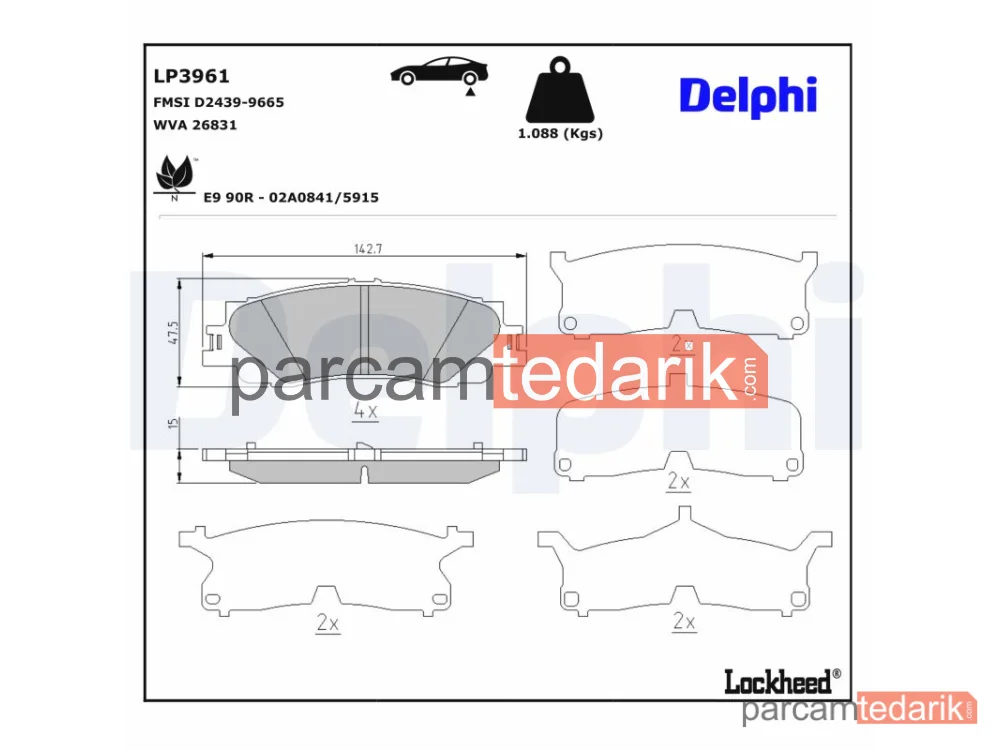 LP3961 | Fren Balatası — Arka Lexus LX 500D/LX 600, Toyota LA