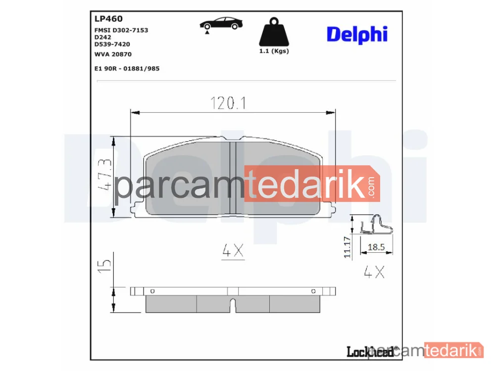 LP460 | Fren Balatası — Toyota Avensis Station wagon, Toyota CAMRY, Toyota CAMRY Liftback