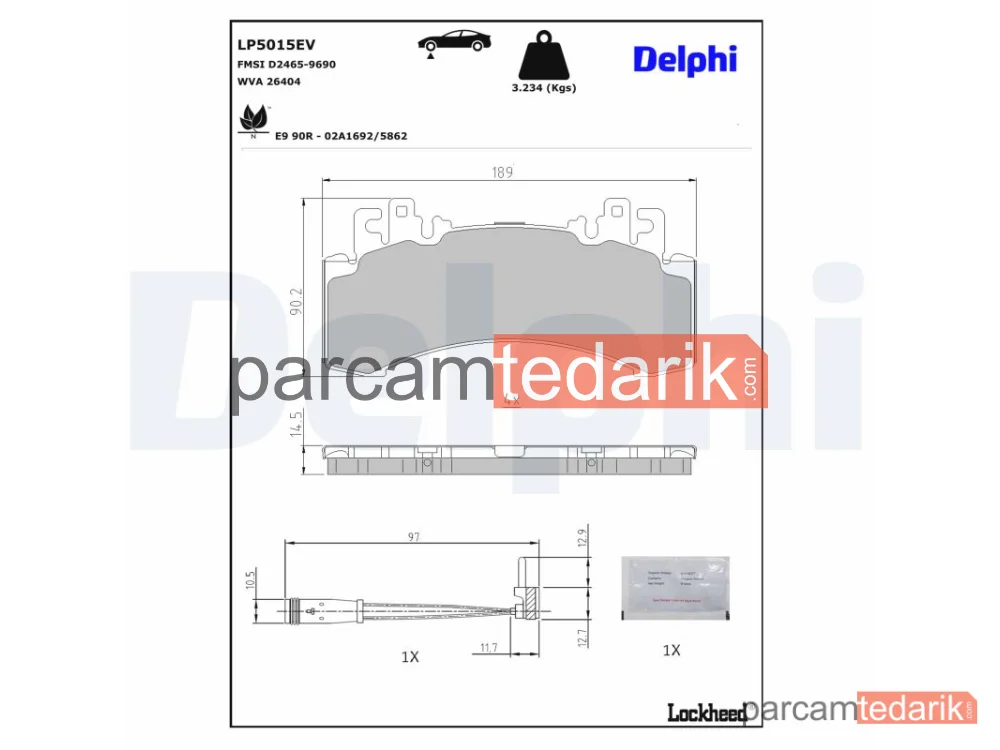 DELPHI LP5015EV | Fren Balatası — Mercedes-Benz EQE