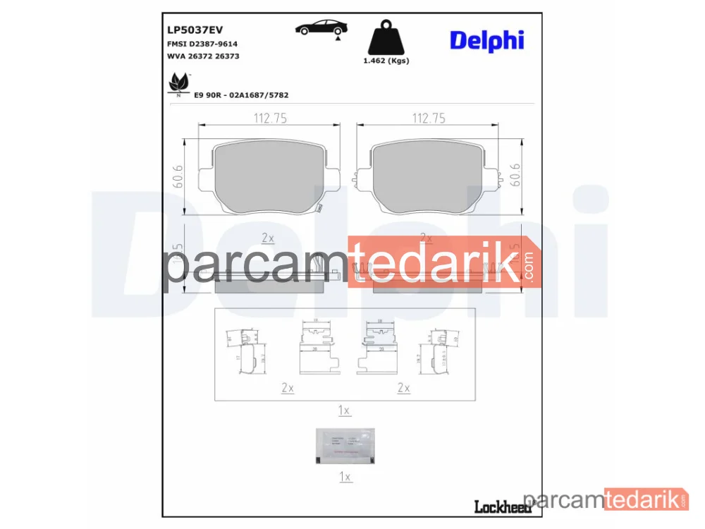 DELPHI LP5037EV | Fren Balatası — Tesla Model 3, Tesla Model Y