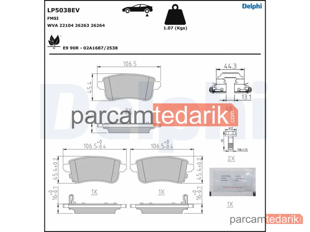 DELPHI LP5038EV | Fren Balatası — Renault Captur II, Renault ZOE
