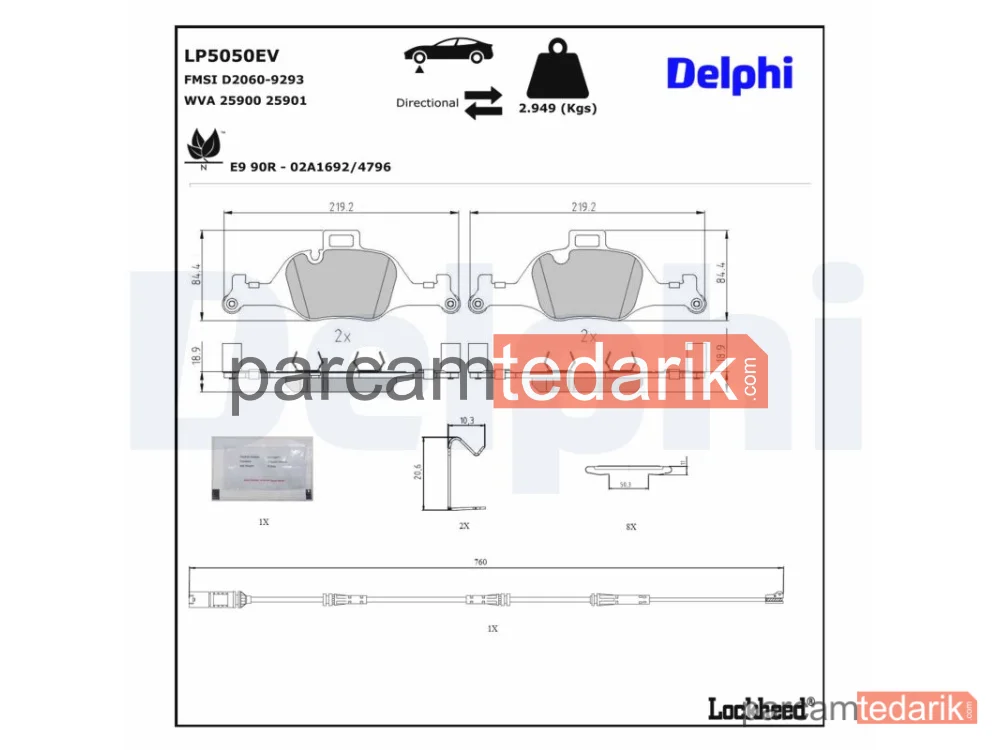 DELPHI LP5050EV | Fren Balatası — BMW 4 Coupe, BMW X3, BMW X5