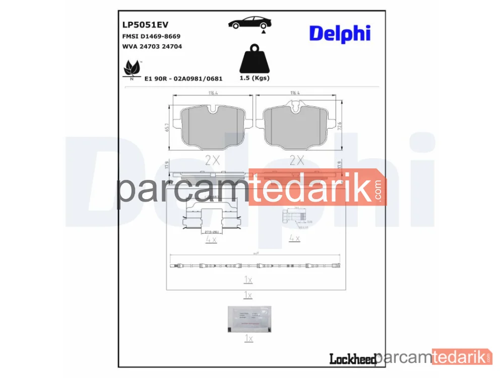 DELPHI LP5051EV | Fren Balatası — BMW X3
