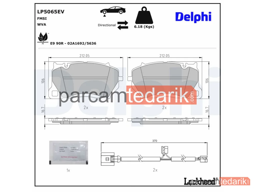 DELPHI LP5065EV | Fren Balatası — Porsche Cayenne, Porsche Cayenne Coupe, Porsche Taycan