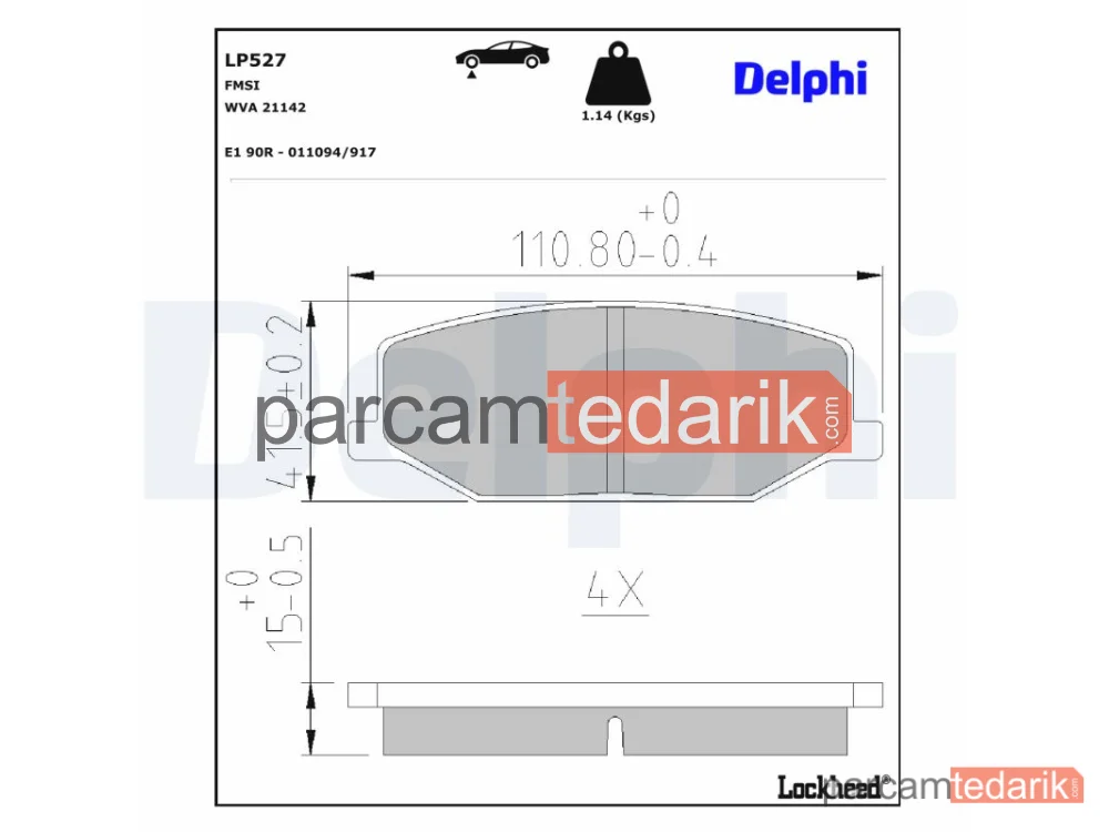 DELPHI LP527 | Fren Balatası — Suzuki JIMNY Açık arazi aracı, Suzuki JIMNY SUV, Suzuki Samurai Açık arazi aracı