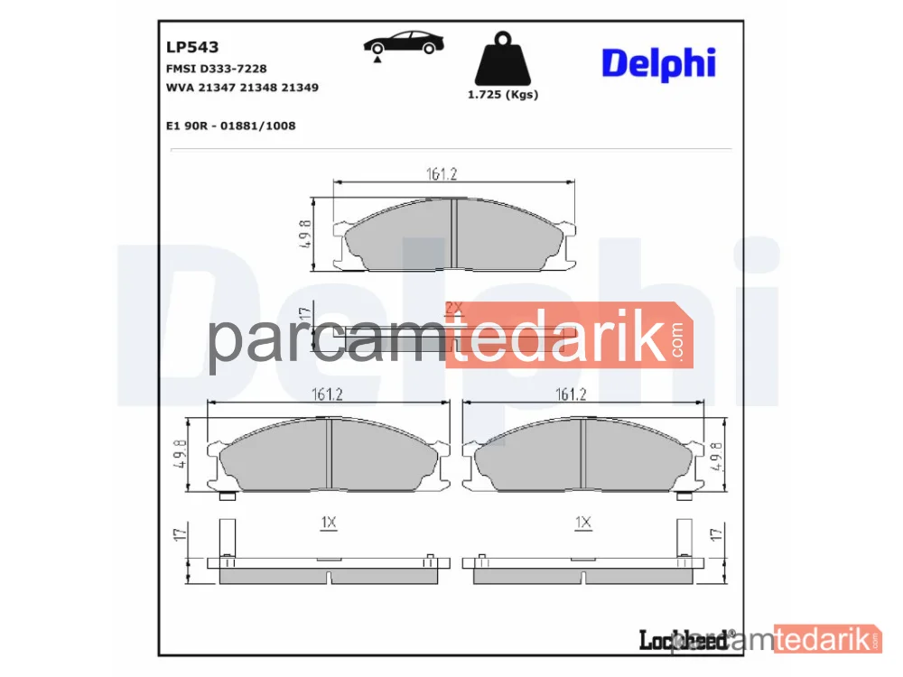 LP543 | Fren Balatası — Nissan 300ZX Coupe, Nissan Bluebird, Nissan Bluebird Hatchback