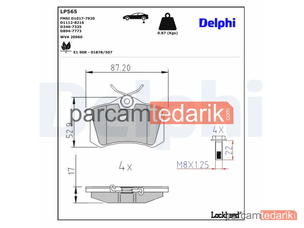 DELPHI LP565 | Fren Balatası — Audi A1, Audi A1 Sportback, Audi A2