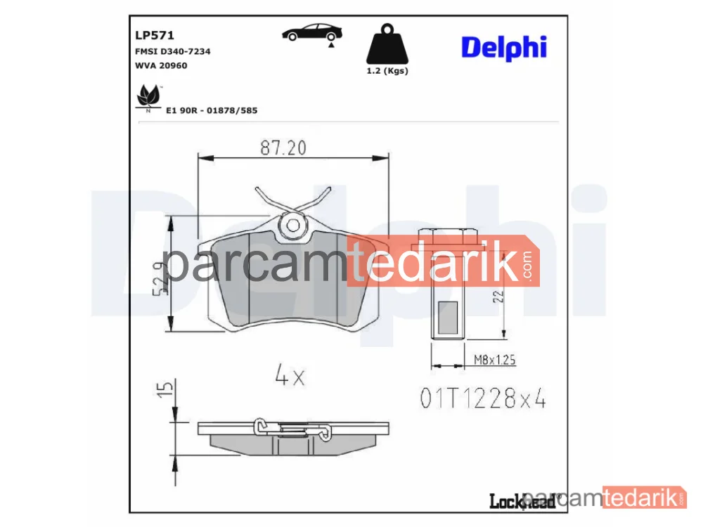 DELPHI LP571 | Fren Balatası — Audi A4 B5, Audi A4 B5 Avant, Audi A4 B6