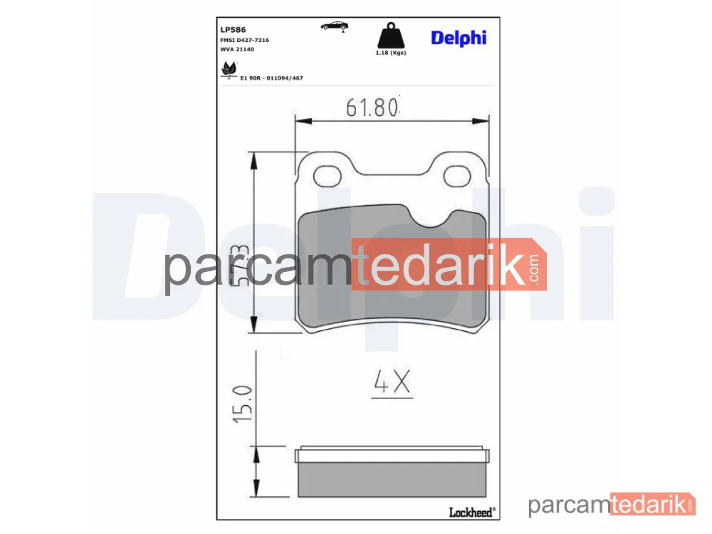 LP586 | Fren Balatası — Opel Ascona C, Opel Ascona C Hatchback, Opel Astra F Hatchback