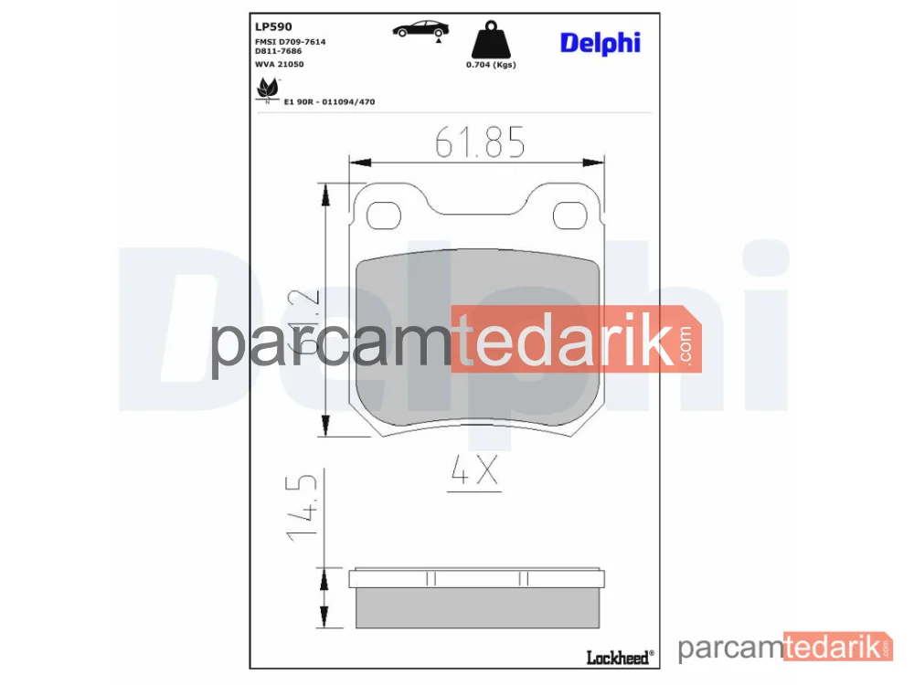 DELPHI LP590 | Fren Balatası — Opel Omega A, Opel Omega A Station wagon, Opel Omega B