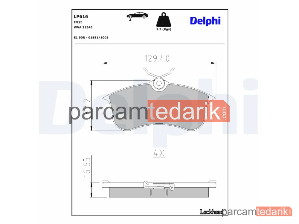 LP616 | Fren Balatası — Nissan Almera II, Nissan Almera II Hatchback, Nissan Primera