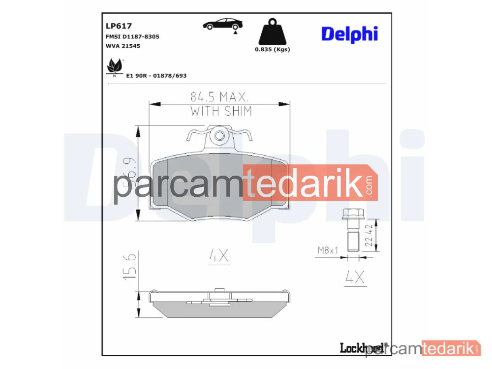 DELPHI LP617 | Fren Balatası — Nissan Almera II, Nissan Almera II Hatchback, Nissan Almera TINO