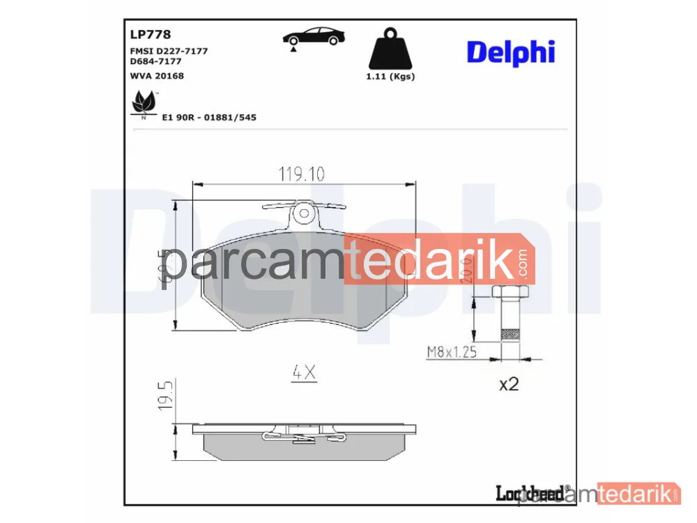 LP778 | Fren Balatası — Audi A4 B5, Audi A4 B5 Avant, Audi Cabriolet B3