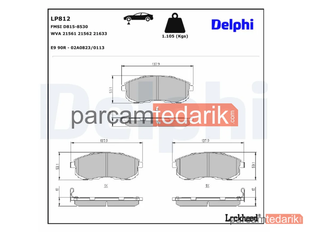LP812 | Fren Balatası — Nissan 200SX, Nissan Cefiro III Sedan, Nissan Maxima / Maxima QX IV