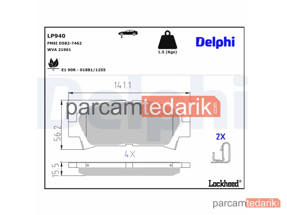 LP940 | Fren Balatası — Toyota Avensis, Toyota Avensis Liftback, Toyota Avensis Station wagon