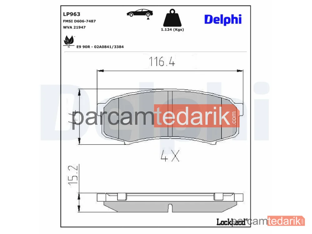 DELPHI LP963 | Fren Balatası — Mitsubishi Pajero IV, Mitsubishi Pajero IV Van, Toyota 4 Runner V
