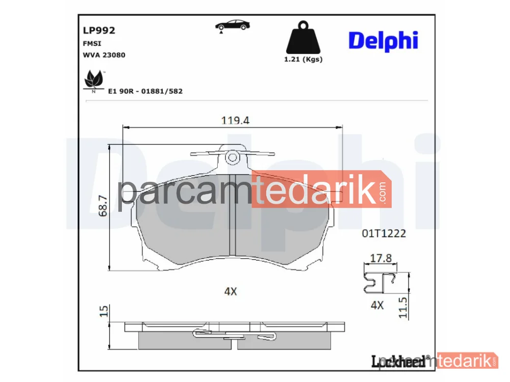 LP992 | Fren Balatası — Mitsubishi Carisma, Mitsubishi Carisma Sedan