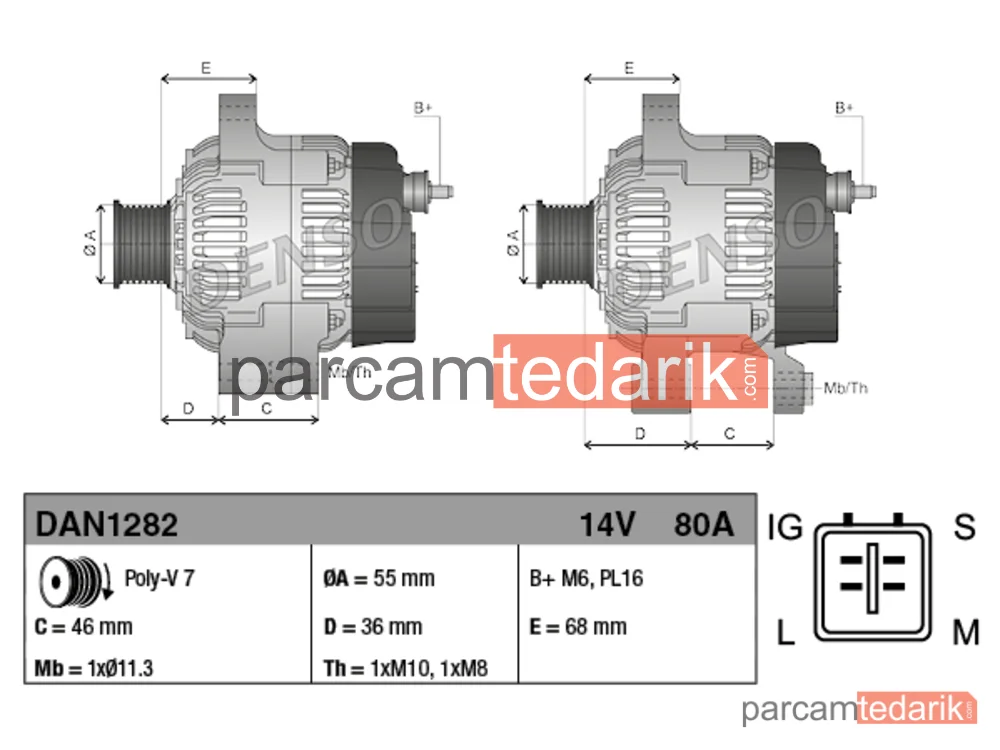 DENSO DAN1282 | Alternatör — Toyota Camry