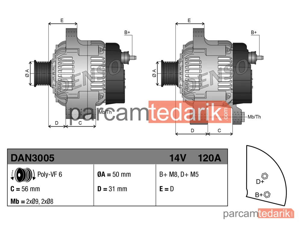 DENSO DAN3005 | Alternatör — Mercedes-Benz Sprinter 3-t, Mercedes-Benz Sprinter 4-t