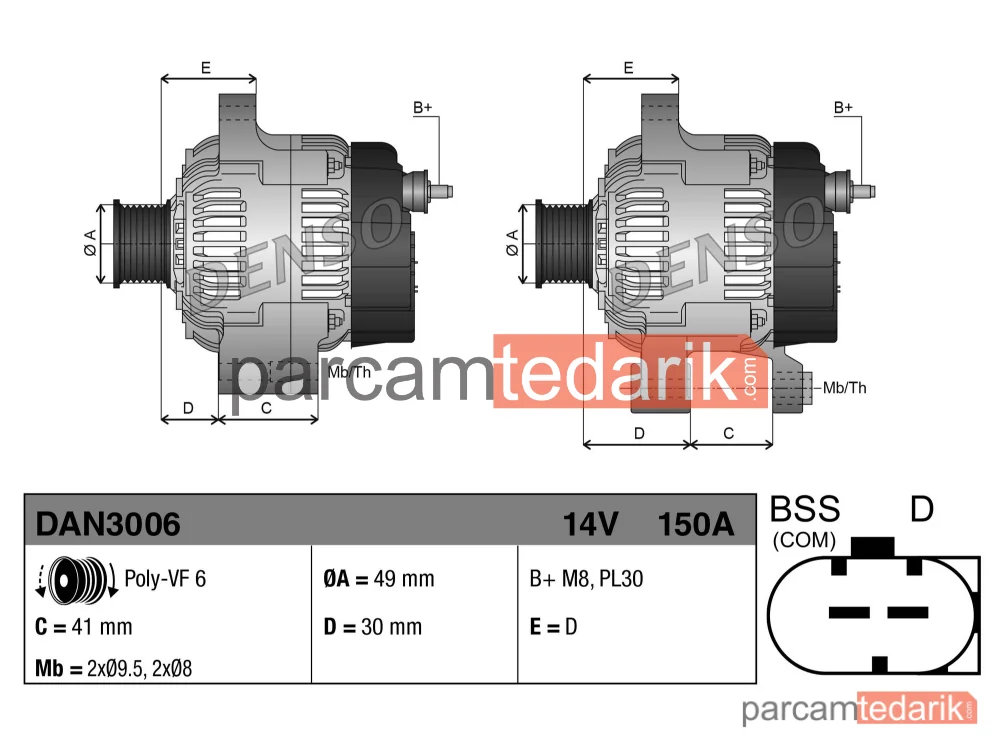 DENSO DAN3006 | Alternatör — BMW 3, BMW 3 Coupe, BMW 3 Compact