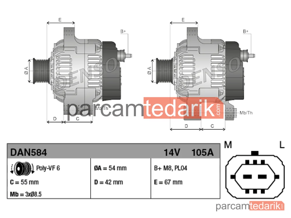 DENSO DAN584 | Alternatör — Opel Corsa D, Opel Meriva B MPV