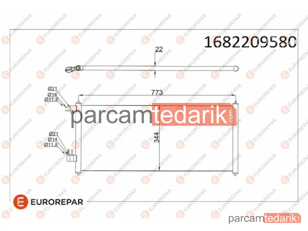 1682209580 | Klima Kondenseri — Ford Tourneo Connect, Ford Transit Connect