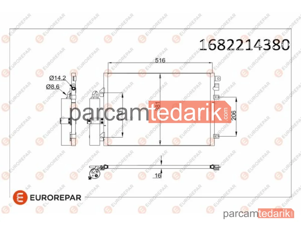 1682214380 | Klima Kondenseri — Dacia Sandero, Dacia Logan, Dacia Logan MCV