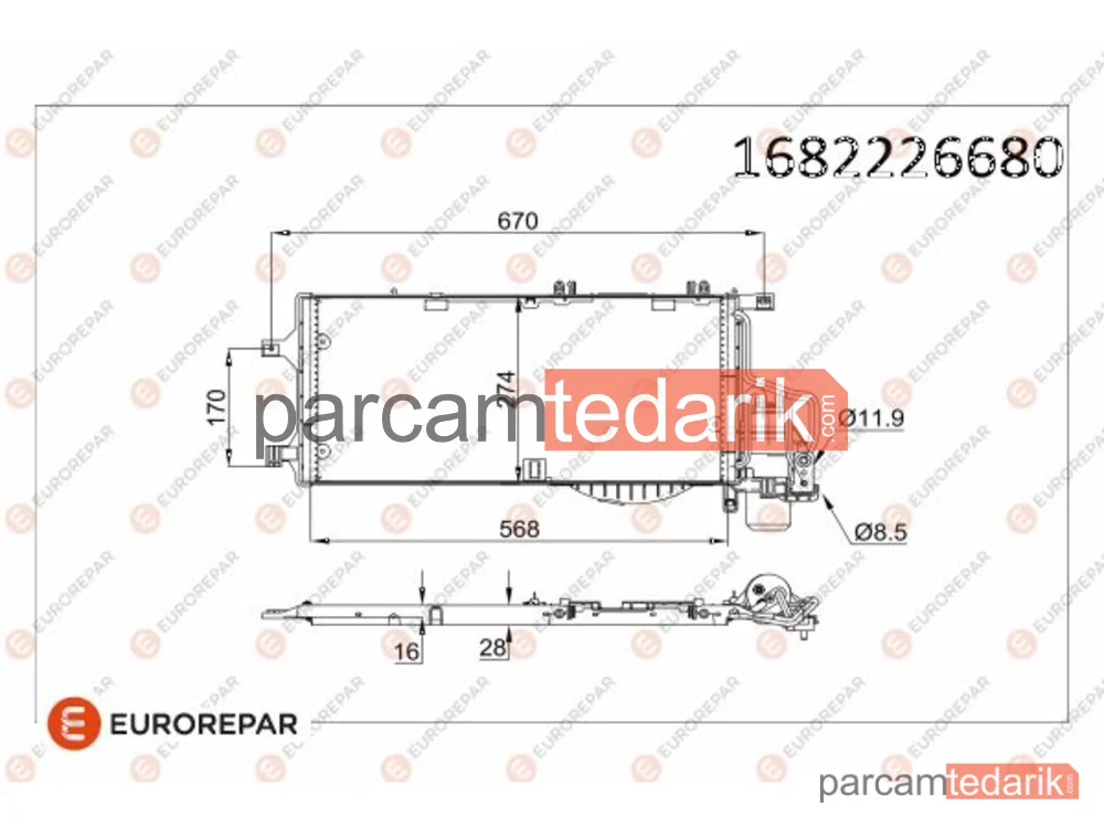 1682226680 | Klima Kondenseri — Opel Combo Kasa/büyük limuzin, Opel Combo Tour, Opel Corsa C Kasa/eğik Arka