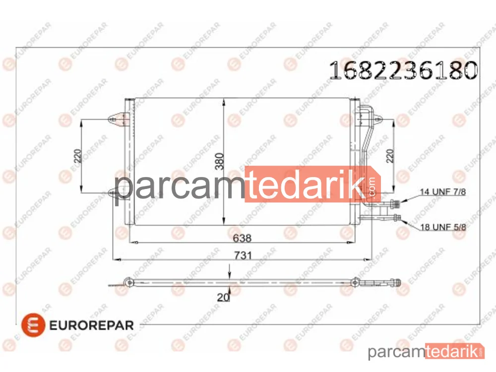 1682236180 | Klima Kondenseri — VW LT 28-46 II Panelvan/Van, VW LT 28-46 II Platform şasi, VW LT 28-35 II Minibüs/Otobüs