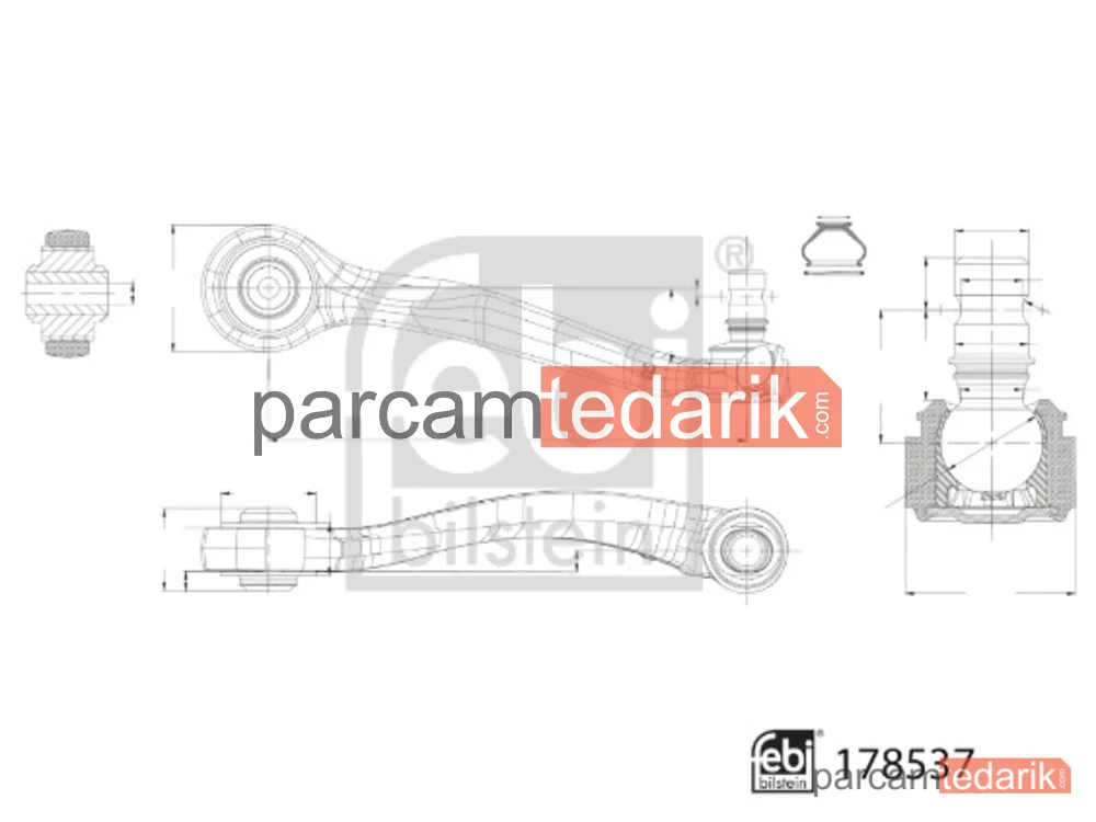 FEBI 178537 | Salıncak Sağ Ön Üst Arka — Audi A8 D4 (4H2, 4H8, 4HC, 4HL), Mercedes-Benz Arocs, Mercedes-Benz MK