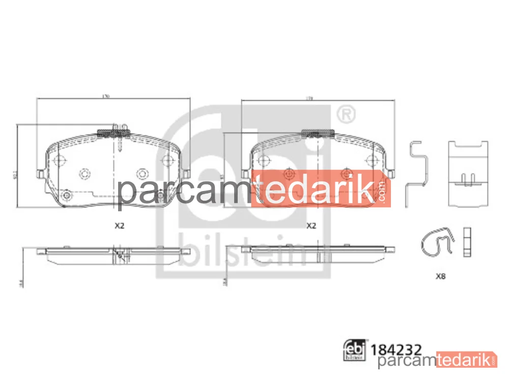 FEBI 184232 | Fren Balatası — Mercedes-Benz GLE, Mercedes-Benz GLE Coupe, Mercedes-Benz GLS