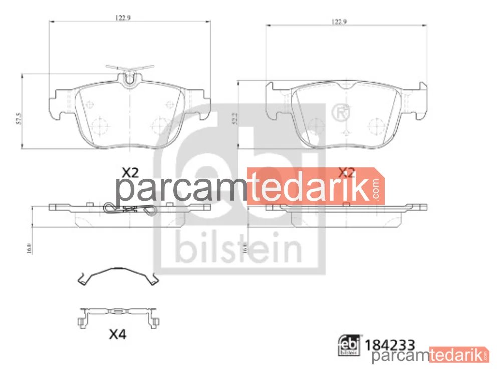 FEBI 184233 | Fren Balatası — Audi A3 Limousine, Audi A3 Sportback, Seat Leon