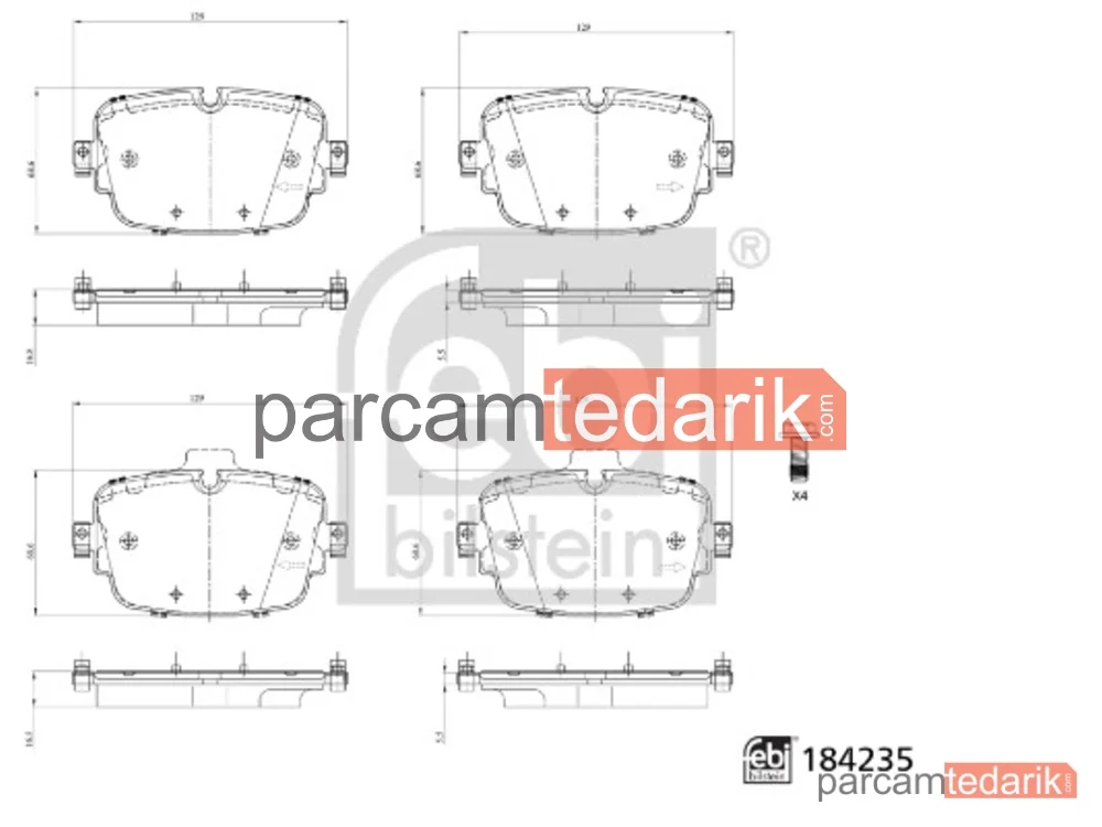 184235 | Fren Balatası Arka — Audi Q8 (4MN, 4MT), Bentley Bentayga (4V1), Audi A8 D5 (4N2, 4N8, 4NC, 4NL)