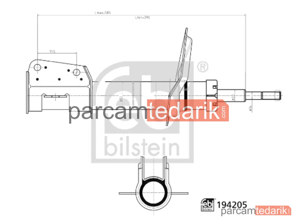 194205 | Amortisör Ön — Peugeot Expert Panelvan/Van (222), Fiat Scudo Minibüs/Otobüs (220_), Fiat Scudo Panelvan/Van (220_)