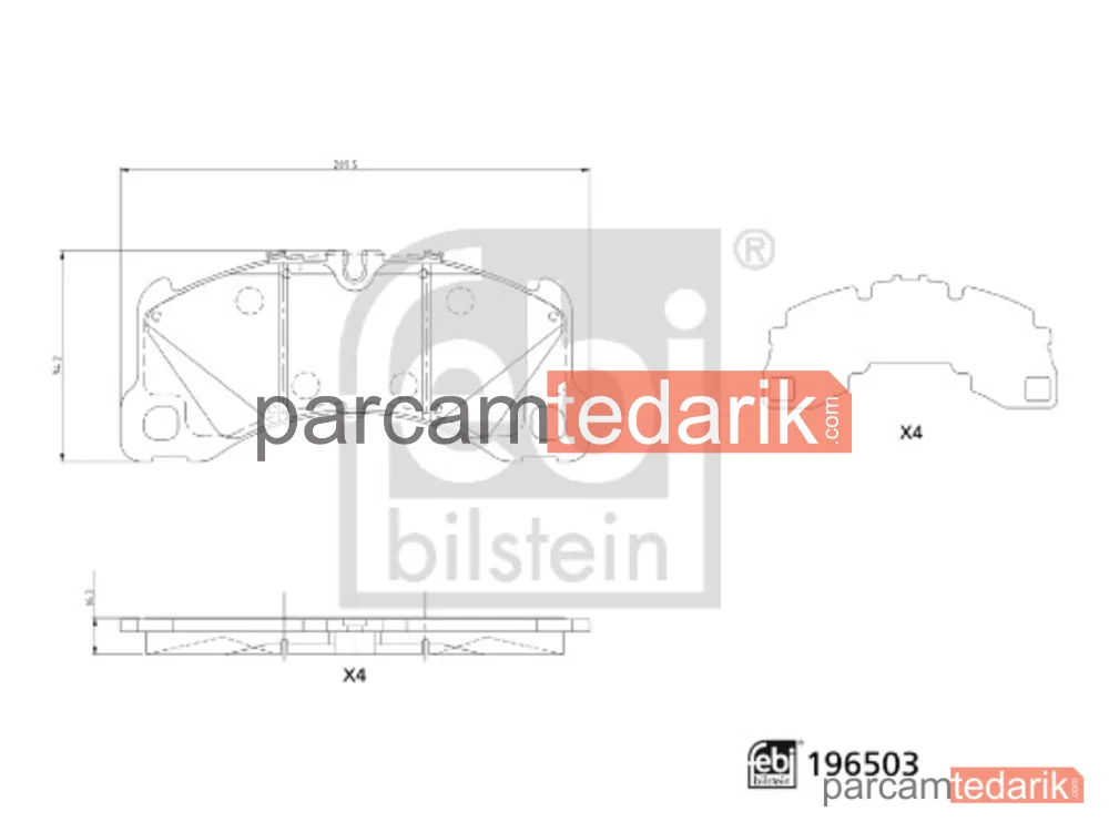 196503 | Fren Balatası Ön 16.3mm — Porsche Macan (95B), Porsche Cayenne Coupe (9YB), Porsche Cayenne (9YA)