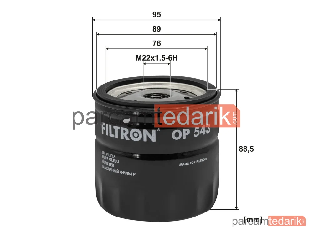 FILTRON OP543 | Yağ Filtresi — Ford Transit Platform şasi, Ford Transit Panelvan/Van, Ford Transit Minibüs/Otobüs
