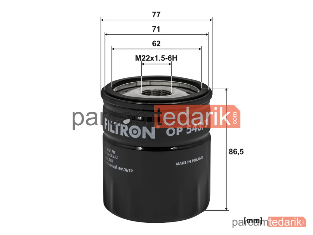FILTRON OP543/2 | Yağ Filtresi — Ford Transit V363 Panelvan/Van, Ford Transit V363 Platform şasi, Ford Transit V363 Minibüs/Otobüs