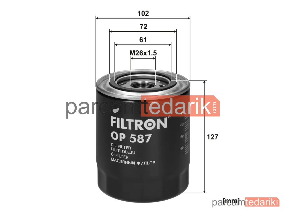 FILTRON OP587 | Yağ Filtresi — Mitsubishi L200, Mitsubishi L200 / Triton, Hyundai Galloper II
