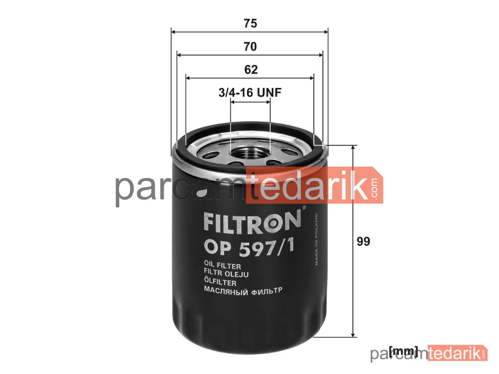 FILTRON OP597/1 | Yağ Filtresi — Mazda 6 Station wagon, Mazda CX-3, Mazda 3