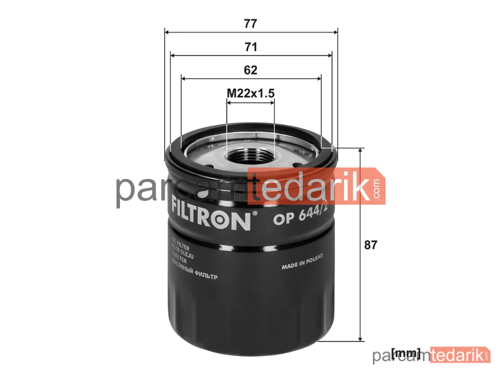 FILTRON OP644/2 | Yağ Filtresi — Opel Insignia A Sedan, Opel Insignia A Sports Tourer, Alfa Romeo Giulia